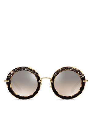 Miu Miu Glittering Mirrored Round Sunglasses, 49mm
