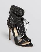 B Brian Atwood Open Toe Lace Up Sandals - Lusia High Heel