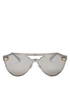 Versace Women's Rimless Brow Bar Round Sunglasses, 66mm