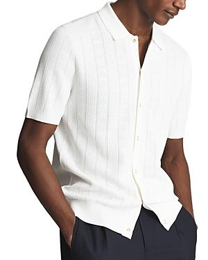 Reiss Pointer Snap Front Textured Short Sleeve Shirt