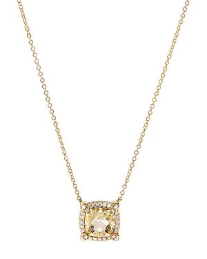 David Yurman 18k Yellow Gold Chatelaine Pave Bezel Citrine & Diamond Pendant Necklace
