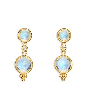 Temple St. Clair 18k Yellow Gold Turquoise And Crystal Mandala & Diamond Double Drop Earrings