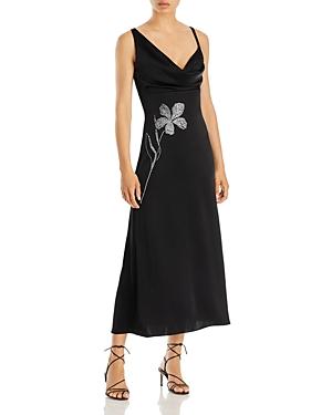 David Koma Crystal Embellished Floral Midi Dress