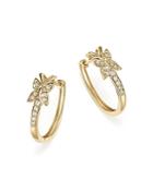 Diamond Butterfly Hoop Earrings In 14k Yellow Gold, .16 Ct. T.w. - 100% Exclusive