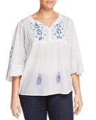 Vince Camuto Plus Embroidered Peasant Top