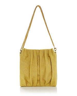 Elleme Vague Pleated Snakeskin Embossed Leather Shoulder Bag