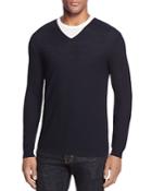 The Men's Store At Bloomingdale's Extrafine Merino Wool Pique Stitch V Neck Sweater