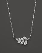 Diamond Leaf Pendant Necklace In 14k White Gold, .70 Ct. T.w.