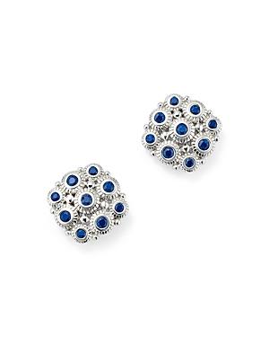 Judith Ripka Sterling Silver Snowflake Stud Earrings With Sapphire