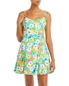 Aqua Retro Floral Print Mini Dress - 100% Exclusive