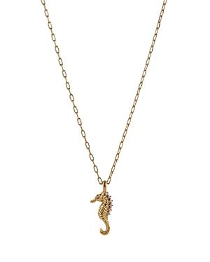 Ajoa By Nadri Vacay Pave Seahorse Paperclip Link Pendant Necklace In 18k Gold Plated, 16-18