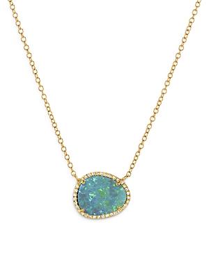 Zoe Lev 14k Yellow Gold Diamond Opal Pendant Necklace, 18
