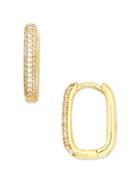 Argento Vivo Oblong Pave Hoop Earrings In 14k Gold Plated Sterling Silver