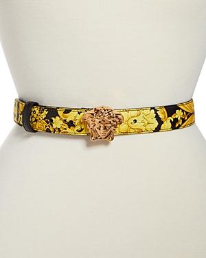 Versace Women's La Medusa Baroque Print Leather Belt