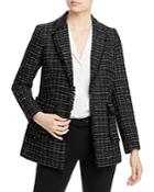 Karl Lagerfeld Paris Notched Collar Tweed Jacket