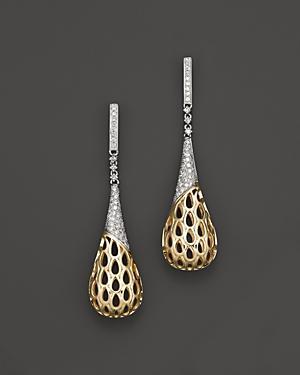 Diamond Pave Cage Earrings In 14k Yellow And White Gold, .50 Ct. T.w.
