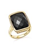 Onyx And Diamond Pave Statement Ring In 14k Yellow Gold