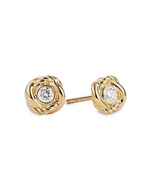 David Yurman 18k Yellow Gold Crossover Infinity Stud Earrings With Diamonds