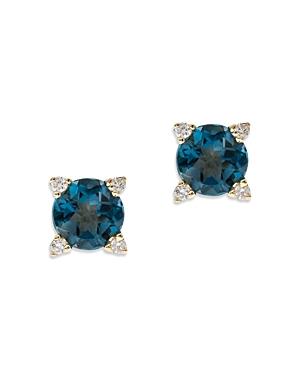 Bloomingdale's London Blue Topaz & Diamond Stud Earrings In 14k Yellow Gold - 100% Exclusive