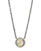 Freida Rothman Color Mother Of Pearl Pendant Necklace In Black Rhodium-plated Sterling Silver & 14k Gold-plated Sterling Silver, 16