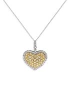 Bloomingdale's Yellow & White Diamond Heart Pendant Necklace In 14k White & Yellow Gold, X - 100% Exclusive