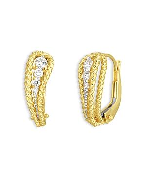 Roberto Coin 18k Yellow Gold Byzantine Barocco Diamond Leverback Hoop Earrings