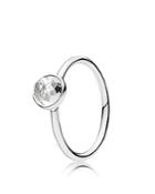 Pandora Ring - Sterling Silver & Glass April Birthstone Droplet