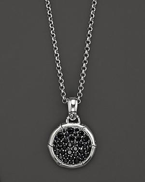 John Hardy Bamboo Silver Small Round Pendant With Black Sapphire On Chain Necklace, 18