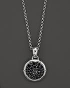 John Hardy Bamboo Silver Small Round Pendant With Black Sapphire On Chain Necklace, 18