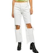 Free People Maggie Mid Rise Straight Leg Jeans In Optic White