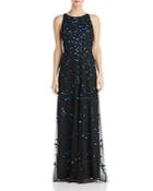 Adrianna Papell Sequined Floral Gown