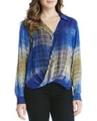 Karen Kane Tie Dye Crossover Blouse