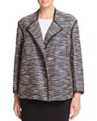 Lafayette 148 New York Plus Dane Faux Leather Trimmed Coated Tweed Jacket