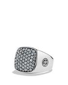 David Yurman Pave Signet Ring With Gray Sapphires