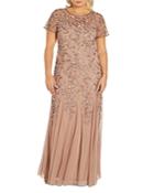 Adrianna Papell Plus Beaded Illusion Gown