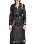 Bcbgmaxazria Alix Embroidered Faux Leather Trench Coat