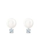 Swarovski Treasure Imitation Pearl & Crystal Stud Earrings