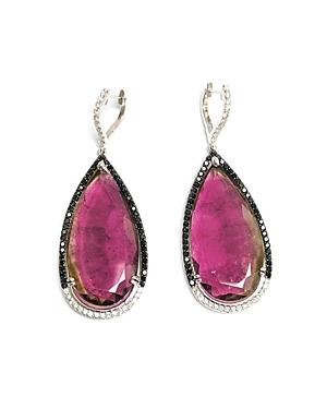 Amrapali Jewels Tourmaline, Black & White Diamond Drop Earrings In 18k White Gold