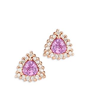 Bloomingdale's Pink Sapphire & Diamond Halo Stud Earrings In 14k Rose Gold - 100% Exclusive