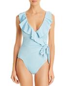 Vince Camuto Ruffled Faux-wrap One Piece Swimsuit