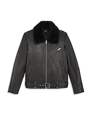 The Kooples Fur Collar Leather Jacket