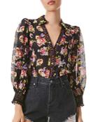 Alice And Olivia Cosima Floral Button Up Blouse
