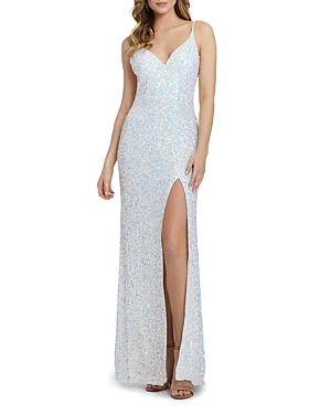 Mac Duggal V Neck Sequined Gown