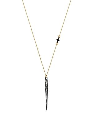 Armenta 18k Yellow Gold & Blackened Sterling Silver Old World Pave Champagne Diamond Spike & Crivelli Station Necklace, 20
