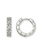 Roberto Coin 18k White Gold Symphony Pois Moi Diamond Small Hoop Earrings