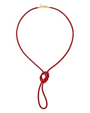 Temple St. Clair 18k Yellow Gold Classic Red Leather Cord Necklace, 32