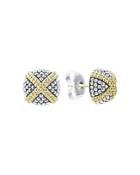 Lagos 18k Yellow Gold & Sterling Silver Signature Caviar Square Earrings