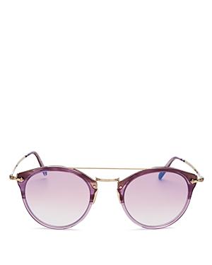 Oliver Peoples Unisex Remick Brow Bar Round Sunglasses, 50mm