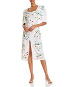 All Things Mochi Marisol Floral Embroidery Puffy Sleeve Midi Dress