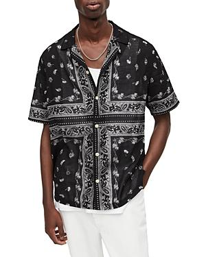 Allsaints Pima Relaxed Fit Bandana Print Camp Shirt